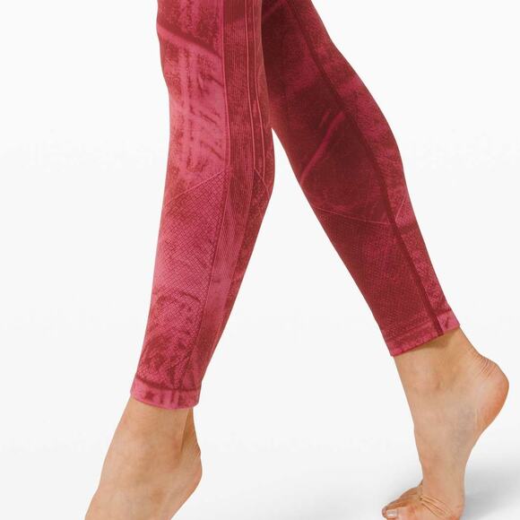 Lululemon Ebb to Street Raspberry Red Seamless High Waist Athletic Leggings - Picture 2 of 8